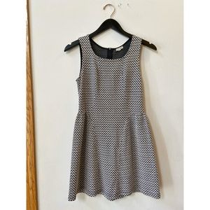 Black + White Printed Fit and Flare Dress